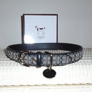 NEW COACH LEATHER BLACK GRAY JACQUARD SIGNATURE C DOG PET COLLAR 4003 SIZE XL